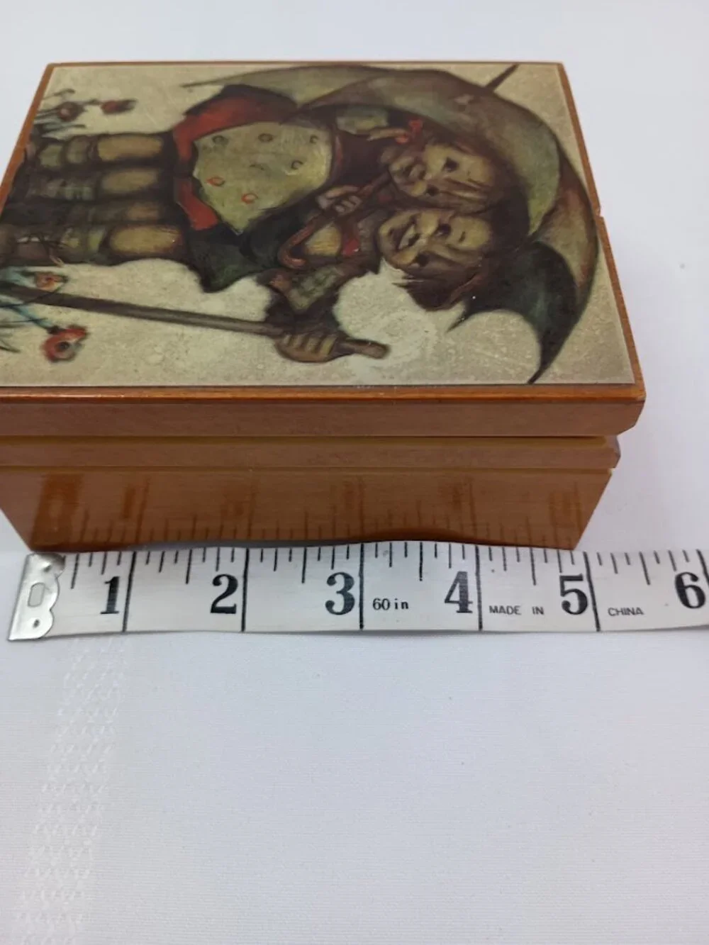 Vintage Reuge Music Box with Hummel Style Illustration